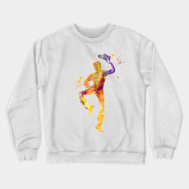 Young woman dances country in watercolor Crewneck Sweatshirt by PaulrommerArt